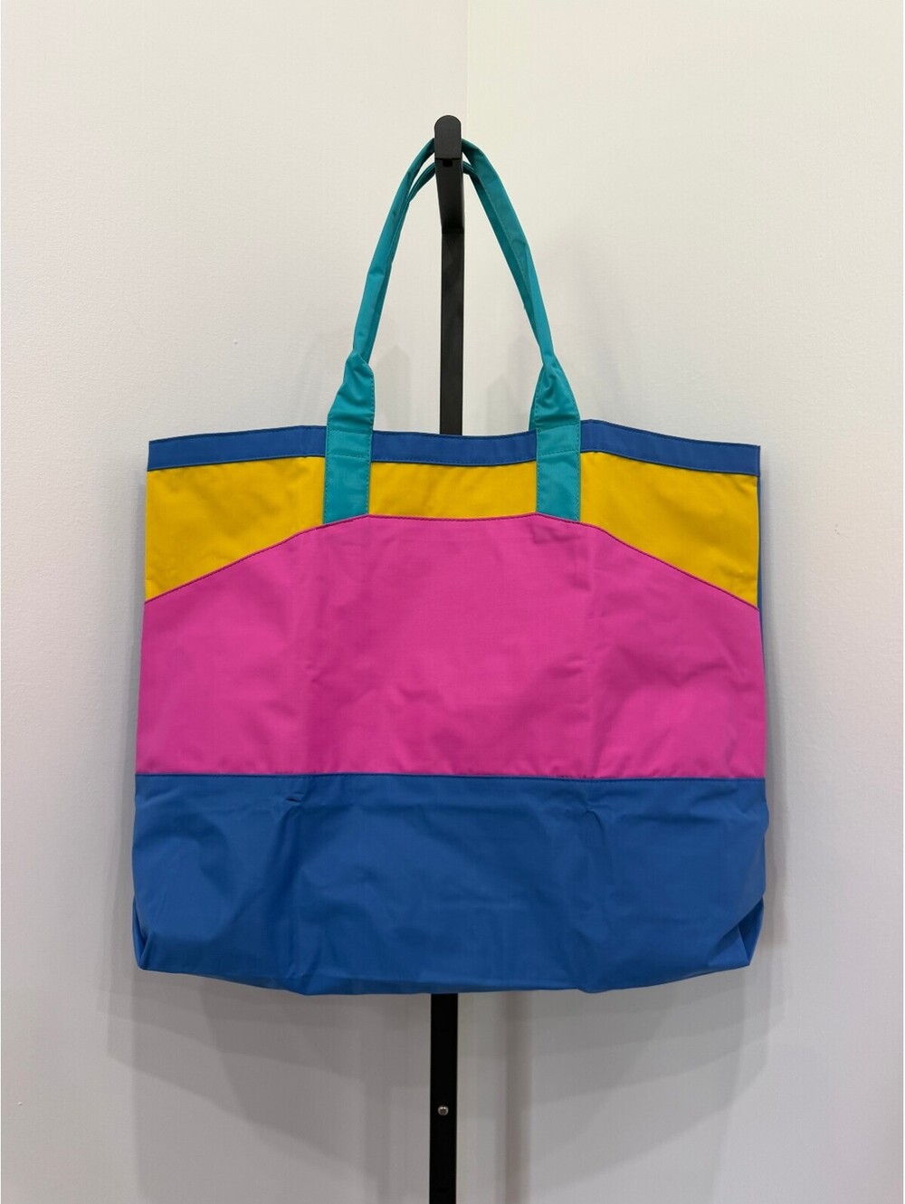90s Colorblock XL Tote Bag with Pink, Blue, and Yellow Panels